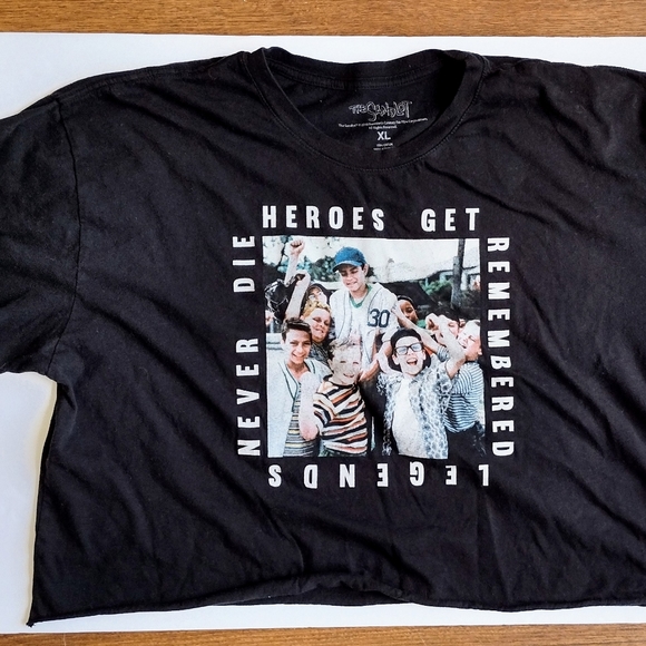 Classic "The Sandlot" Cropped T Shirt XL heroes get remembered legends never die - Picture 1 of 3